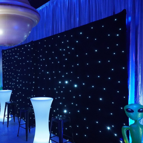 blue mood lighting with star cloth