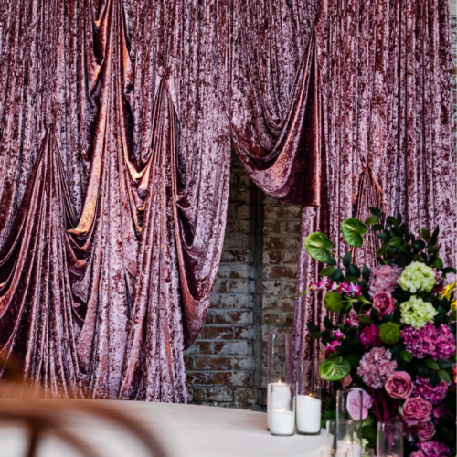 dusty pink crushed velvet drape couch lounge