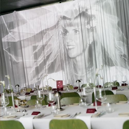 white velvet drape butterfly themed party