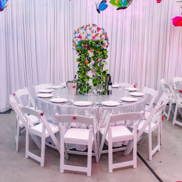 white velvet drape set up 