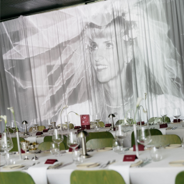 white velvet drape butterfly themed party