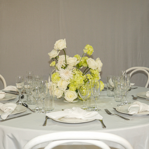 white floral centrepiece