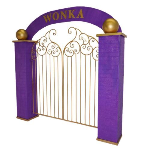 gated entrance purple and gold