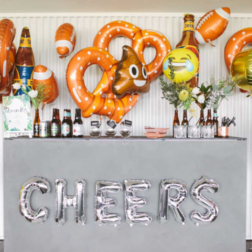 a styled concrete finish food station