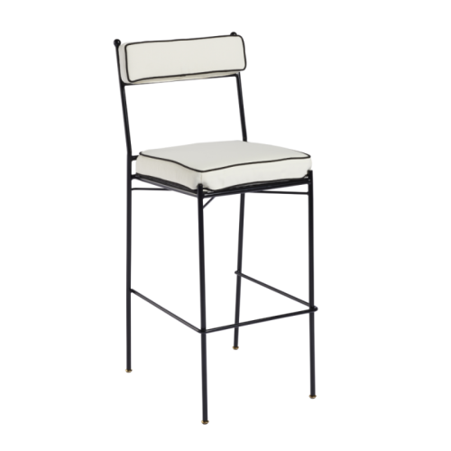 black stool with white pillows