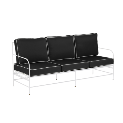 white sofa with black pillows