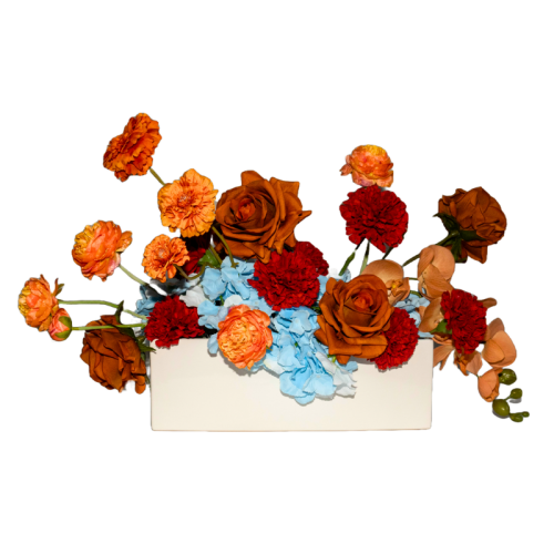 large sunset coloured table centrepiece