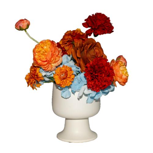 sunset themed floral table centrepiece