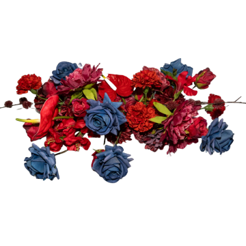 large red and blue table centrepiece