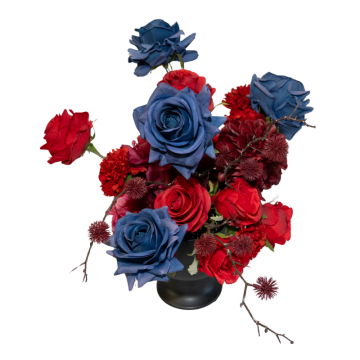 red and blue florals