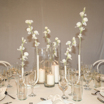 close up fake white sweet pea flowers