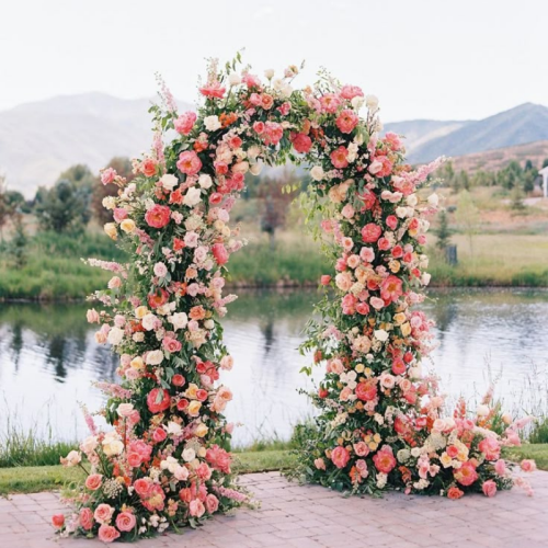 pink spring florals arch 