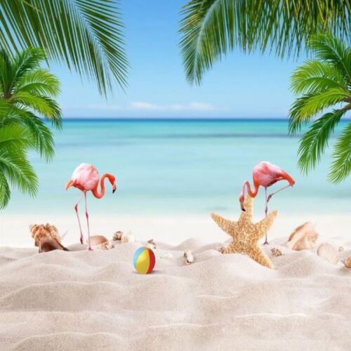 Summer Beach Flamingo Backdrop