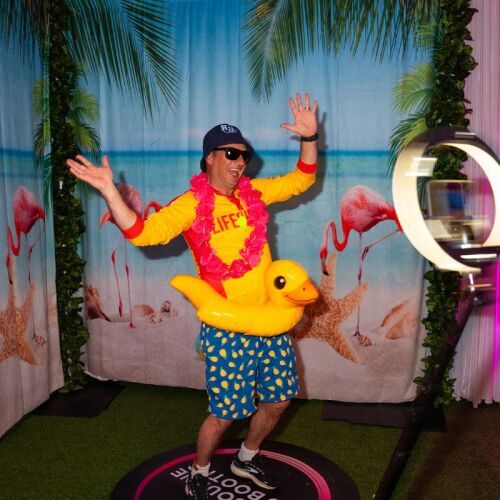 Summer Beach Flamingo Backdrop