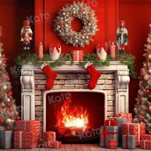 Christmas fireplace backdrop