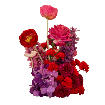 pink, red and purple floral centrepiece