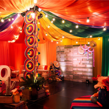 mexican fiesta colourful draped roof