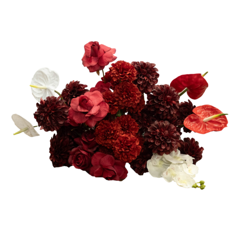 large table crimson floral centrepiece