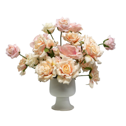 blush pink bar table florals