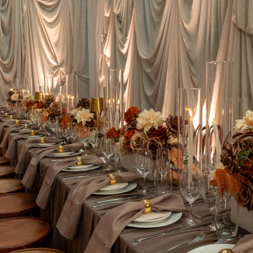 mocha coffee themed dinner table