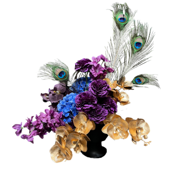 peacock feather centrepiece