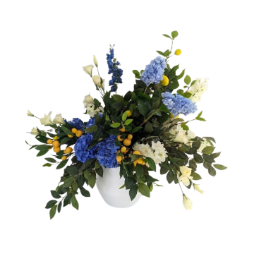 lemons, greenery and floral centrepiece 