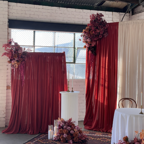 terracotta drape set up