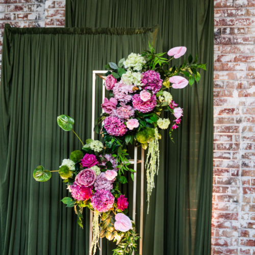 olive green and pink floral photshoot