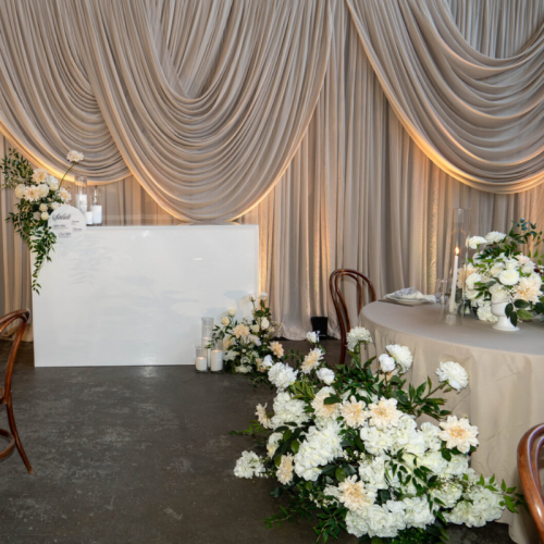 wedding reception beige chiffon