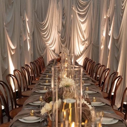 wedding reception beige table setting