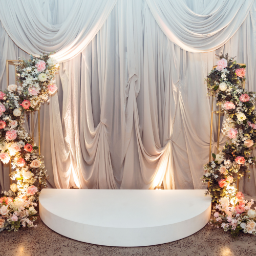 wedding reception beige chiffon