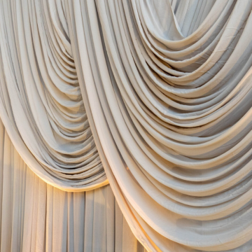 close up draped beige chiffon drape