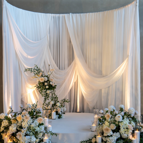 ivory chiffon wedding entrance