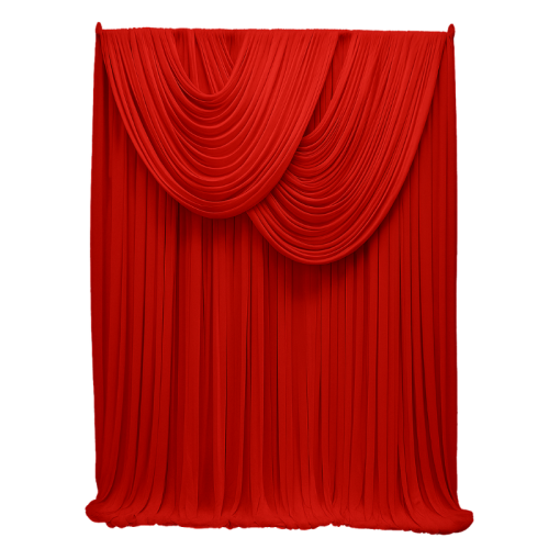 Red Scalloped Chiffon Drape