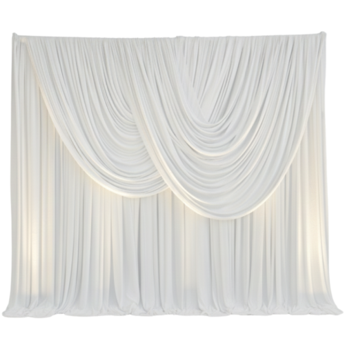 white chiffon scalloped backdrop