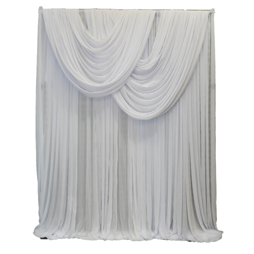 white scalloped chiffon backdrop