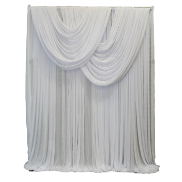white scalloped chiffon backdrop